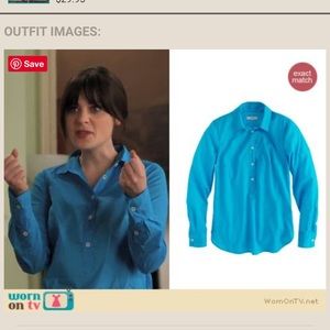 Blue J Crew button up poplin shirt